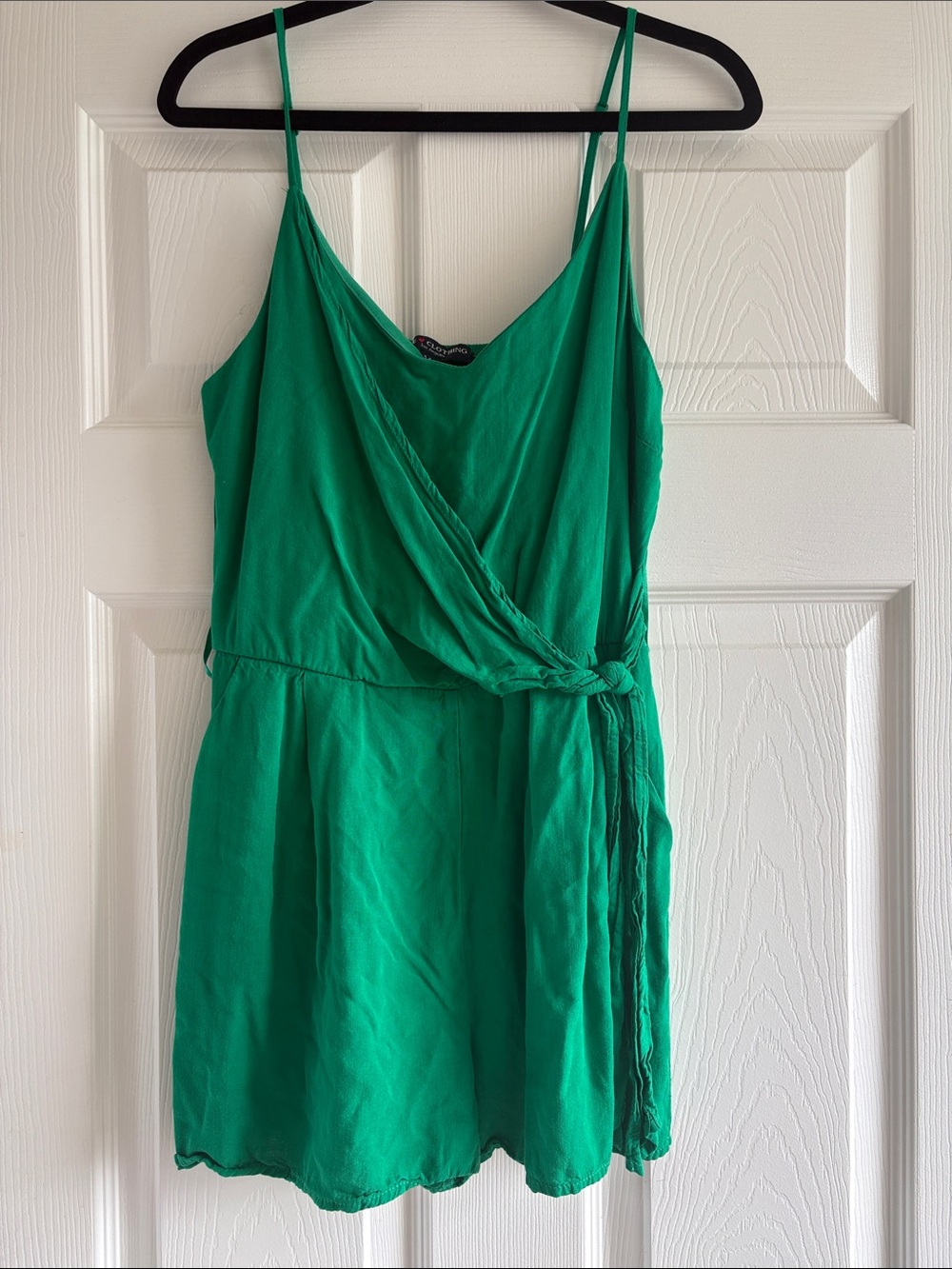 One Clothing Green Sleeveless Wrap Mini Romper